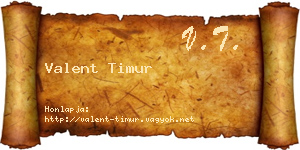 Valent Timur névjegykártya